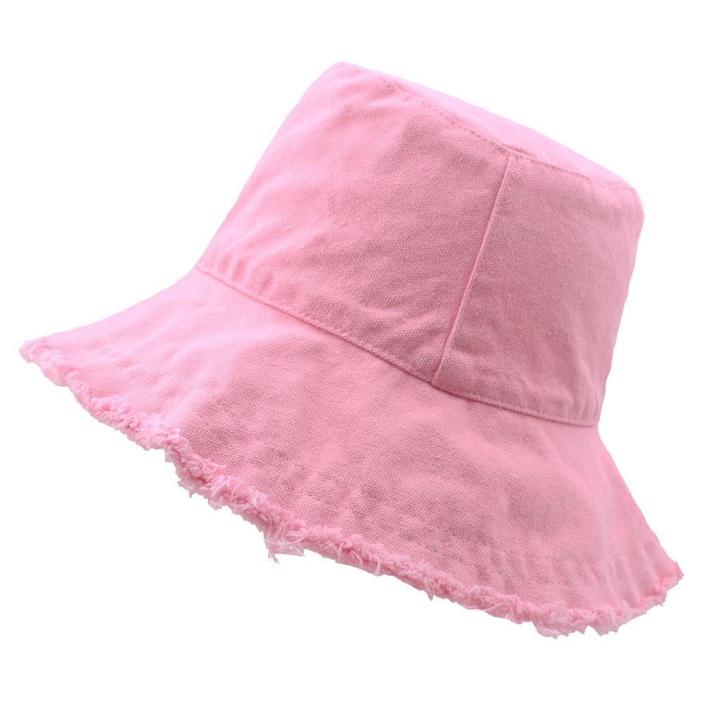 New  Logo Fringed Washed Cowboy Hat Ladies Cotton Flat Top Wide Brim Folding Outdoor Beach Hat