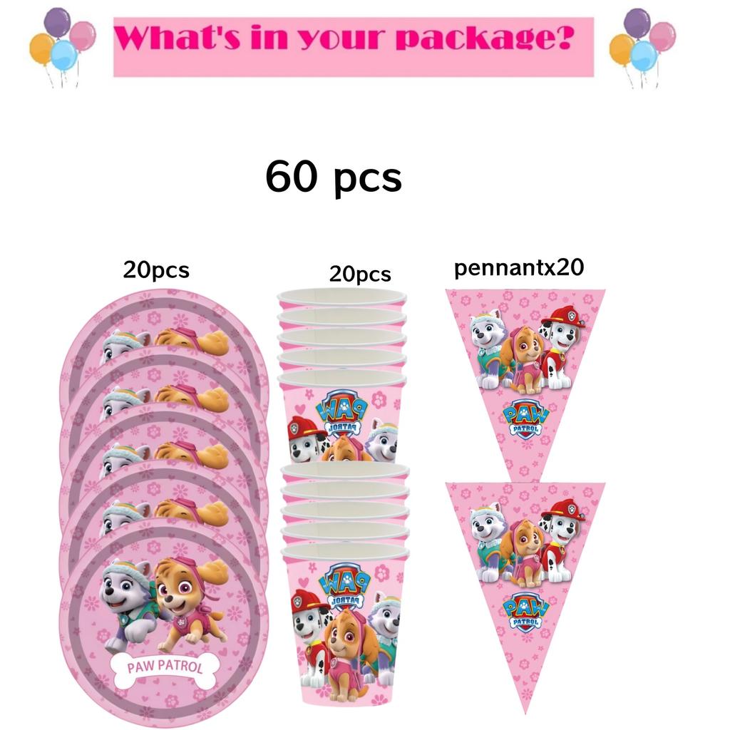 Roze Paw Patrol Verjaardagsfeest Decoratie Skye Wegwerp Servies Tafelkleed Bord Folie Ballonnen Babyborrel Meisjes Feestartikelen