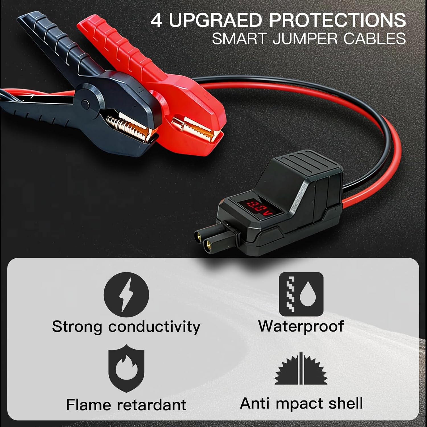 MEGAWISE Smart Jump Starter Cable | Heavy-Duty Battery Booster Clamp with Safety Protection & LED Indicator | Compatible with MEGAWISE and other