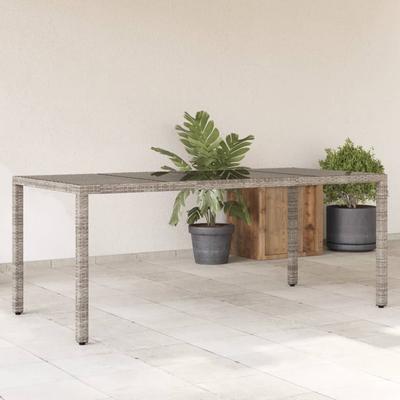 Vidaxl Garden Table with Glass Top, Grey, 190X90X75 Cm