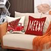 New Red Christmas Pillow Cover Linen Letter Print Pillow Living Room Decoration Sofa Cushion Cover