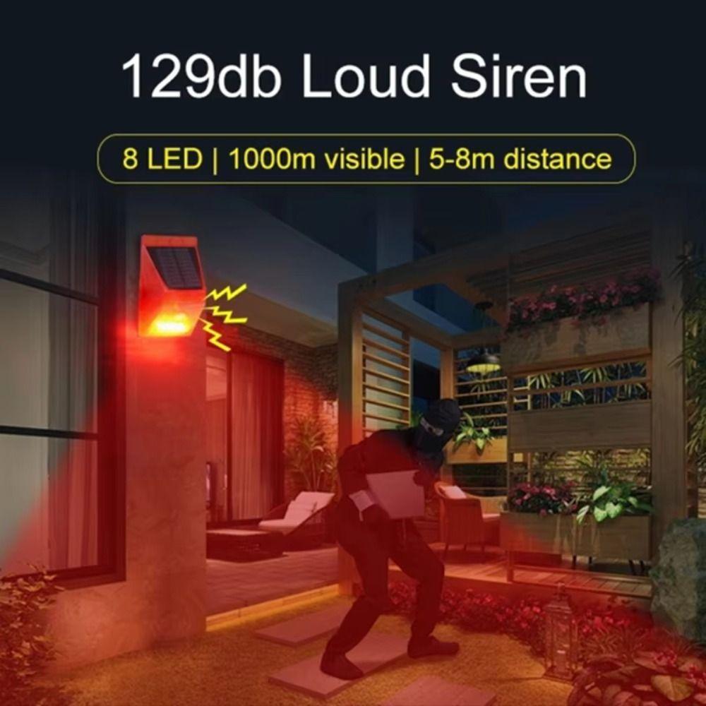 Rechargeable Solar Lamps Multifunctional Security Alarm Siren Solar Alarm  Field Security