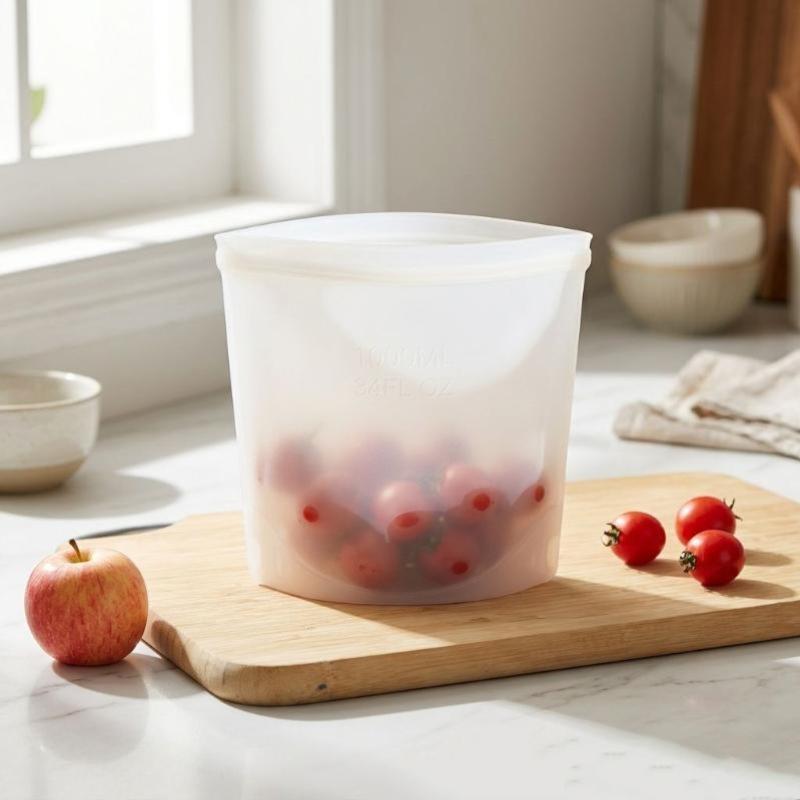 1Pcs Airtight Leakproof Food Grade Freezer Bag Reusable Silicone Storage Bags For Meat Veggie Marinating & Lunch