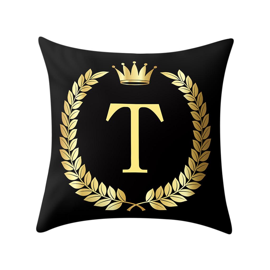 Pillow Cover Black and Gold Letter Pillowcase Sofa Cushion Cover Home Decor