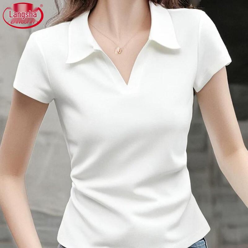 Women's Slim Fit Polo Neck Short Sleeve T-Shirt