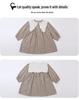 Spring Collection: Girls' Long-Sleeve Plaid Princess Dress In Cotton Linen.