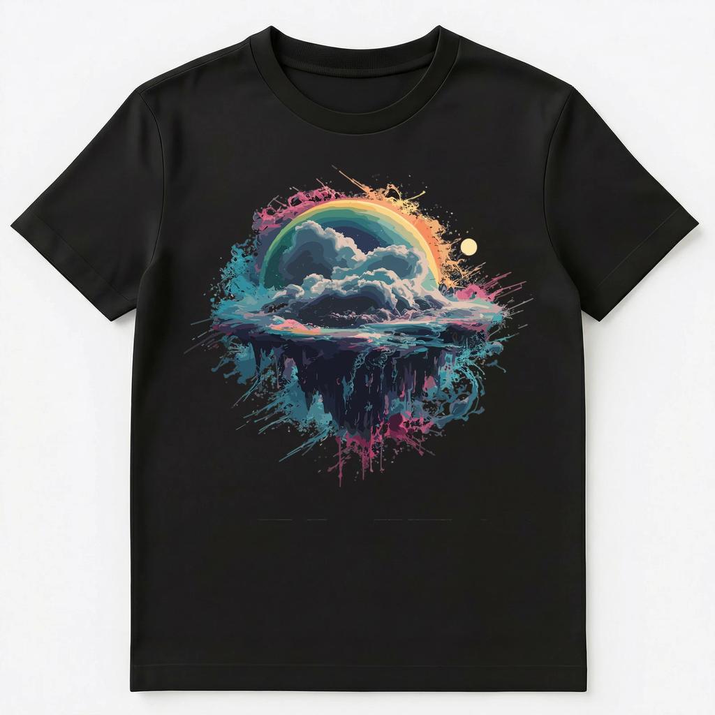 Colorful Paint Splash Floating Sky Island Art Graphic Unisex unisex T-Shirt
