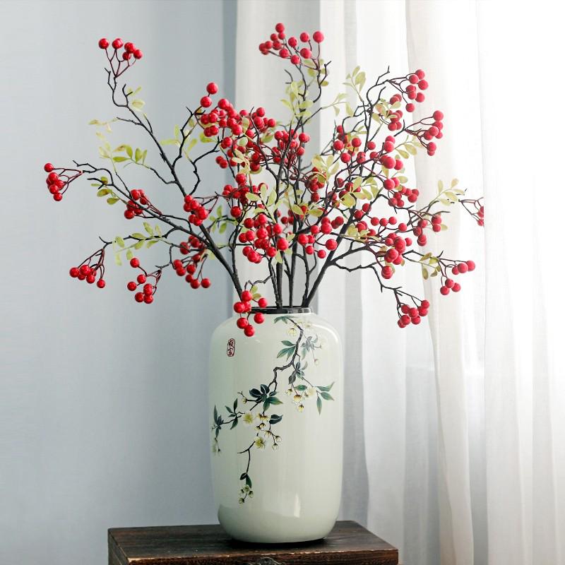 Round Chinese Ceramic Vase: Floral Art for Living Room & Hallway Decor, Ideal for Hydroponics & Silk Flowers