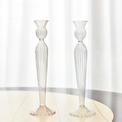 Kreativer gestreifter französischer Glas-Kerzenständer Kerzenlicht-Dinner Kerzenständer Schreibtischdekoration Hochzeitsfeier Zuhause Büro Dekoration