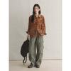 Early Japanese Retro Flocked Floral Print Sheer Shirt Loose Fit Long Sleeve Top Women