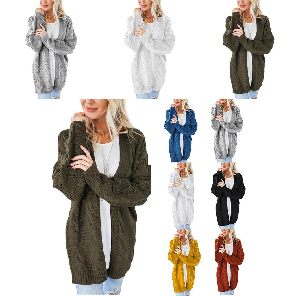 Elegant Women Cardigan Sleeve With Loose Long Fashionable Casual Knitted Sweater