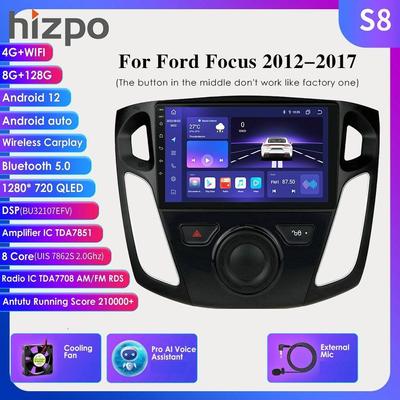 9 "DSP 2Din Android Autoradio Multimedia Videospeler voor Ford Focus 3 Mk 3 2012 - 2017 GPS Navigatie Carplay 4G 2 Din Stereo BT Intelligent Scherm