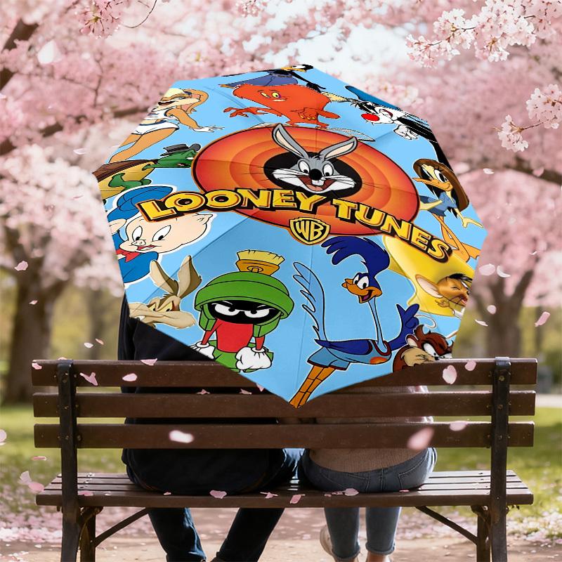 1pc Looney Tunes Automatic Open/Close Umbrella Compact Folding Umbrella with 8-Rib Shaft Lightweight Esign, for Women/Men1197A