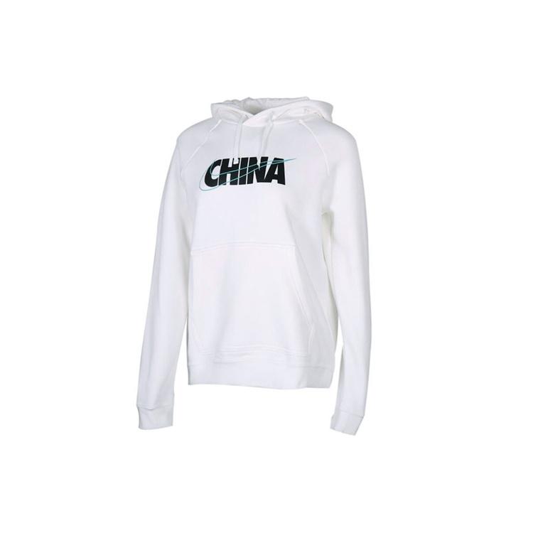 (WMNS) Nike Nsw Chn Po Hoodie Logo Printing White Women s CU1624-100 S