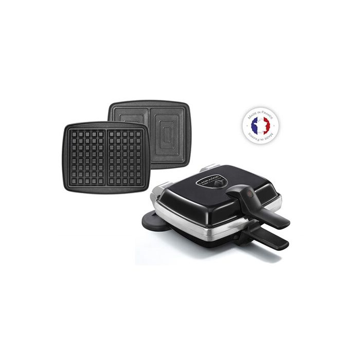 Gaufrier Super 2 - LAGRANGE - Noir - 2 Gaufres Et 2 Croques Monsieur - Plaques En Fonte D'aluminium