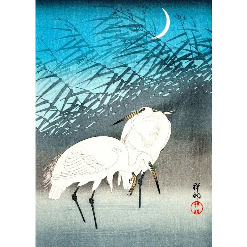 Japanese Ohara Koson Ukiyo Wall Art Poster Vintage Goldfish Lotus Owl Crane Canvas Painting for Guest Room Home Bar Cafe Decor