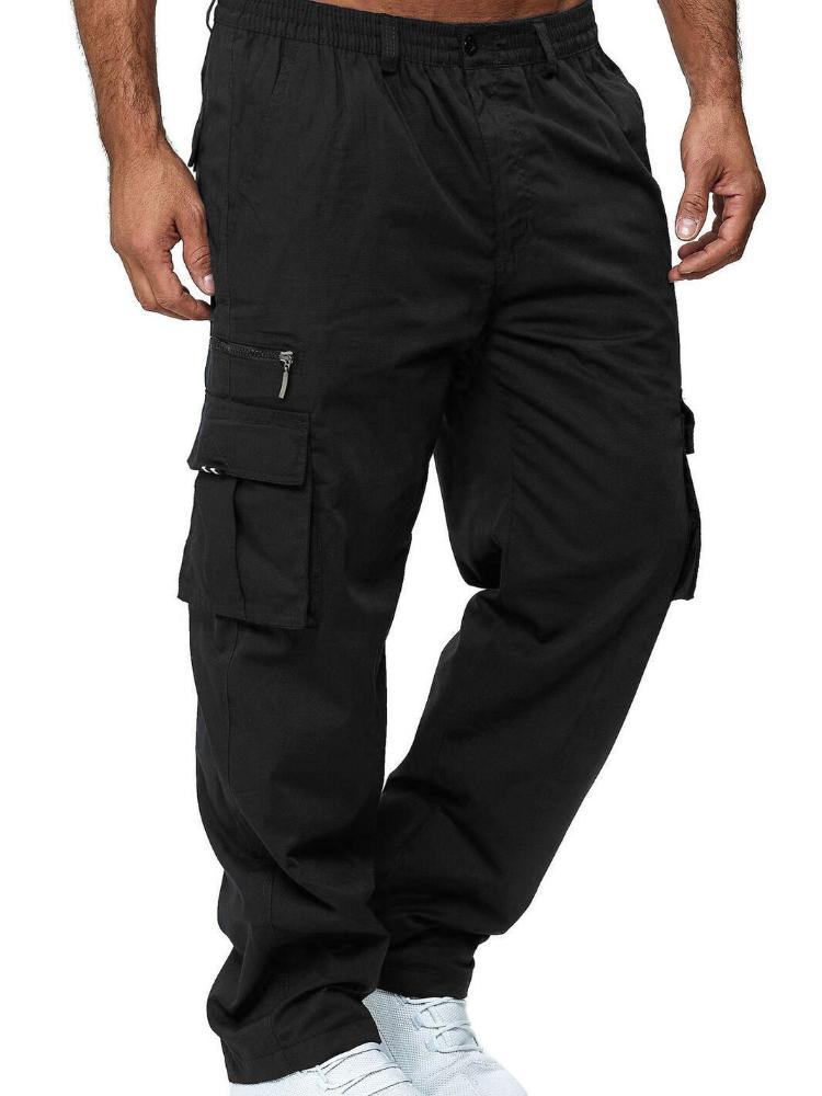 

Мужские модные ретро свободные комбинезоны повседневные брюки с множеством карманов S чёрный