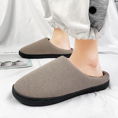 Men's Women Slippers Solid Color Autumn Winter Slipper For Home Men Warm Indoor Beadroom Slides Men Stripe Cotton Casual Shoes