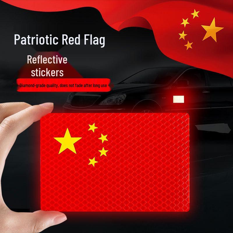 Patriotischer roter Flaggen-Reflektoraufkleber für Autos - Fünf-Sterne-Klebedekoration