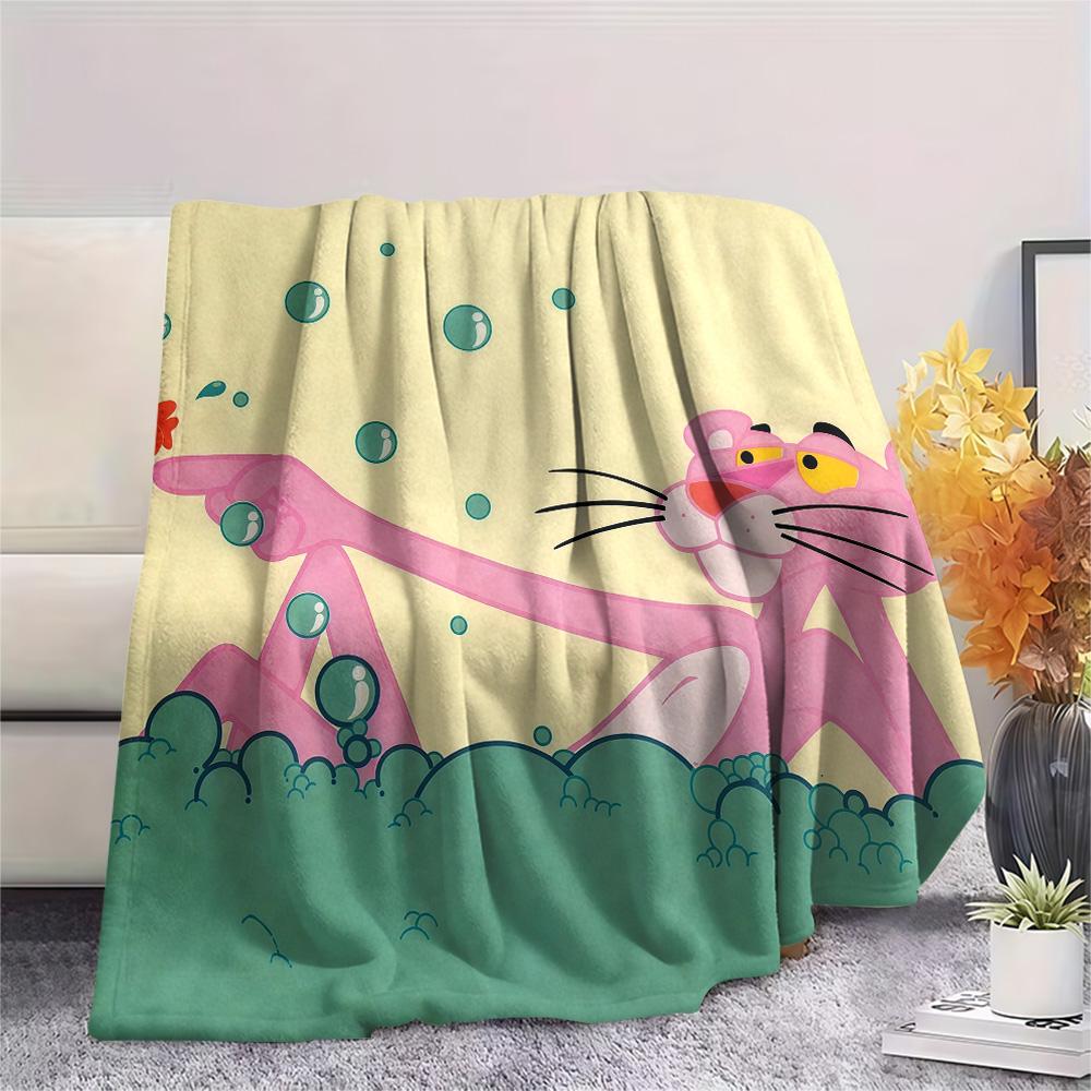 The Pink Panther Flannel Blanket, High Quality Comfortable for All Seasons, Home Decor, Warmth and Comfort