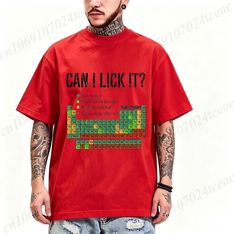 Can I Lick It Graphic T Shirt Unisex Oversized Loose Short Sleeve Tees Periodic Table Print Tshirts Fashion Casual Chemistry Tees