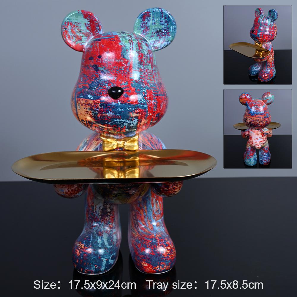 House Decoration Colorful Bear Sculptures Figure Ornaments Nordic Office Table Modern Art Resin Decor Cute Statue