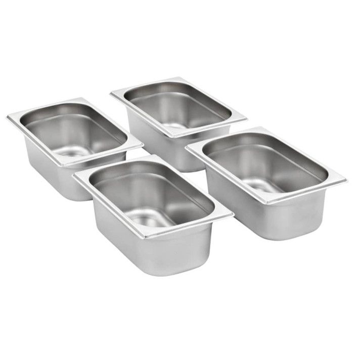Récipients Gastronorm 8 pcs GN 1 4 100 mm Acier inoxydable