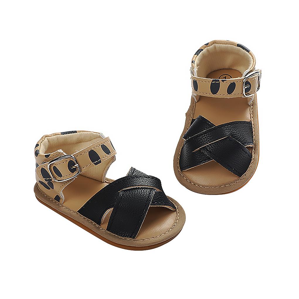 1 Pair Baby Sandals Newborn Babies Girls Non\-slip Open Toe Design Walking Sandals Leather Shoes