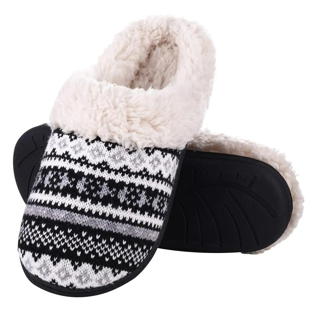 Fashion Litfun Women Winter Fur Slippers Men Warm Cozy Plush Fluffy Home Cotton Shoes Plush Antiskid Slippers Indoor Furry Slippers