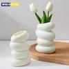 1PC Plastic Spiral White Vase Nordic Creative Flower Arrangement Container For Kitchen Living Bedroom Home Decoration Ornamen