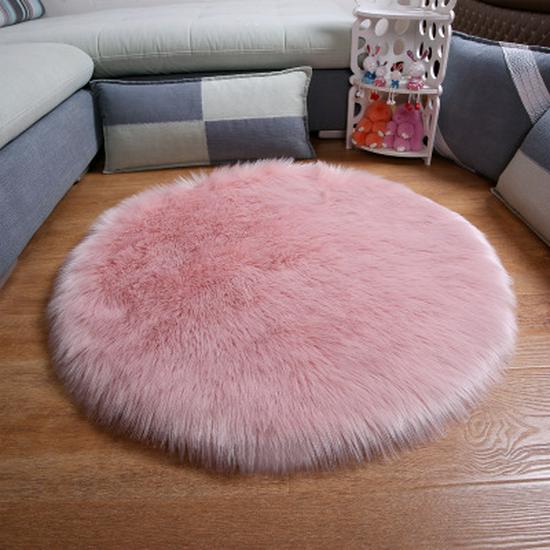 Nordic Round Faux Wool Rug for Bedroom or Living Room