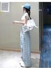Women's Blue Plaid High-Waisted Wide-Leg Pants - Spring/Summer 2025 Collection