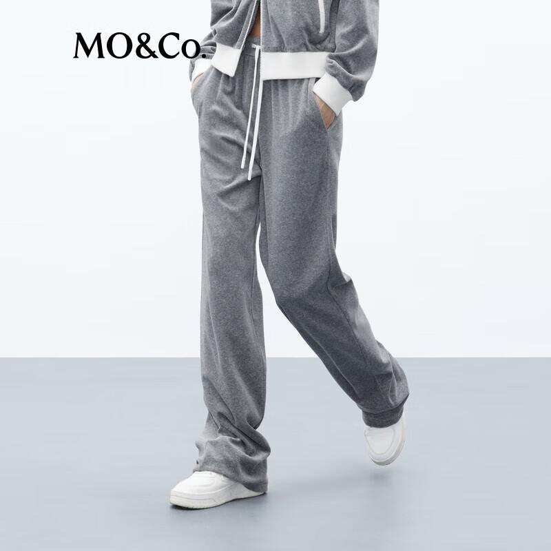 MO&Co. Velour-Feel High-Waist Straight Leg Sweatpants