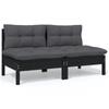 Day and Night - Day and Night 2-seater Garden Sofa with Solid Black Pine Wood Cushions