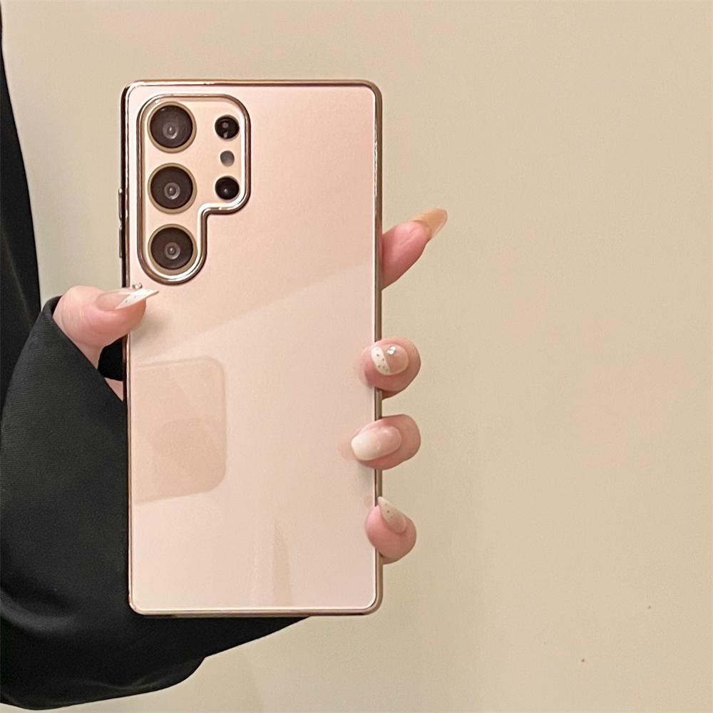 Minimalist Glossy Electroplated Icy Glass Mobile Phone Case for SamSung Galaxy S26 Ultra S25 S24 Full Camera Lens Protect Cover