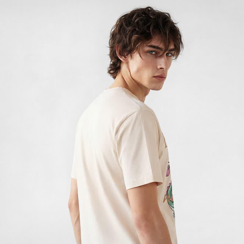 NVG·YOUNG Men's Dragon Print Short Sleeve T-shirt