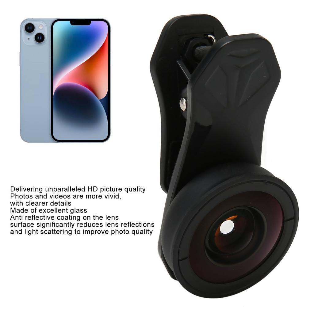 Phone Lens Aluminium Clip On Smartphone Camera 170° Super Wide Angle Lens with Cover Stand Wiping Cl