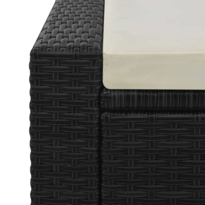 VidaXL Chaise longue double Résine tressée Noir