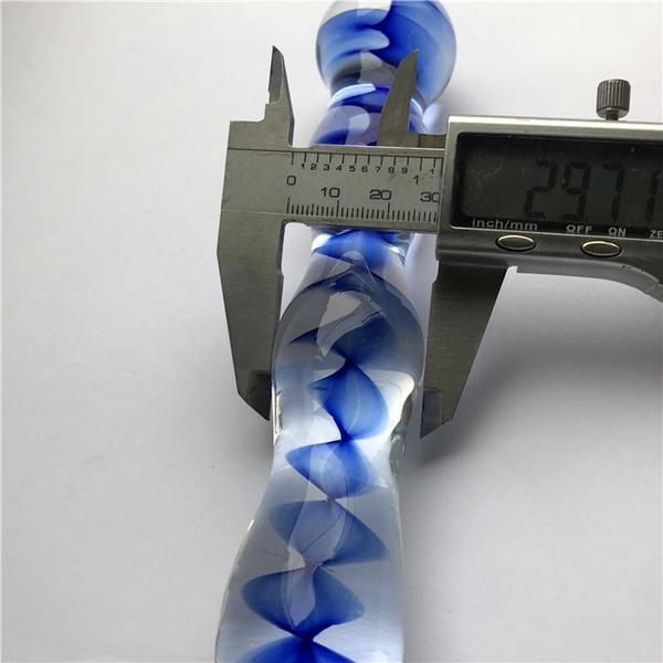 Transparent Blue Wave Pattern Crystal Pyrex Glass Crafts Jewelry Decoration Sex Toy