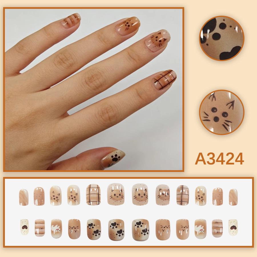 Cartoon Cat Paw Whitening Nail Kit – 24 Wearable Nails