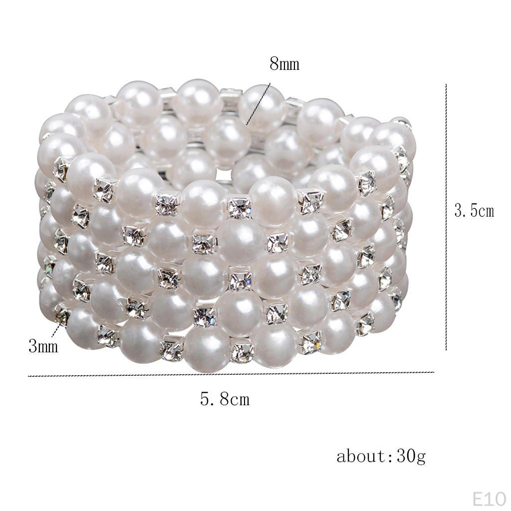 Artificial Pearl Bangle Rhinestone Stretch Bracelet