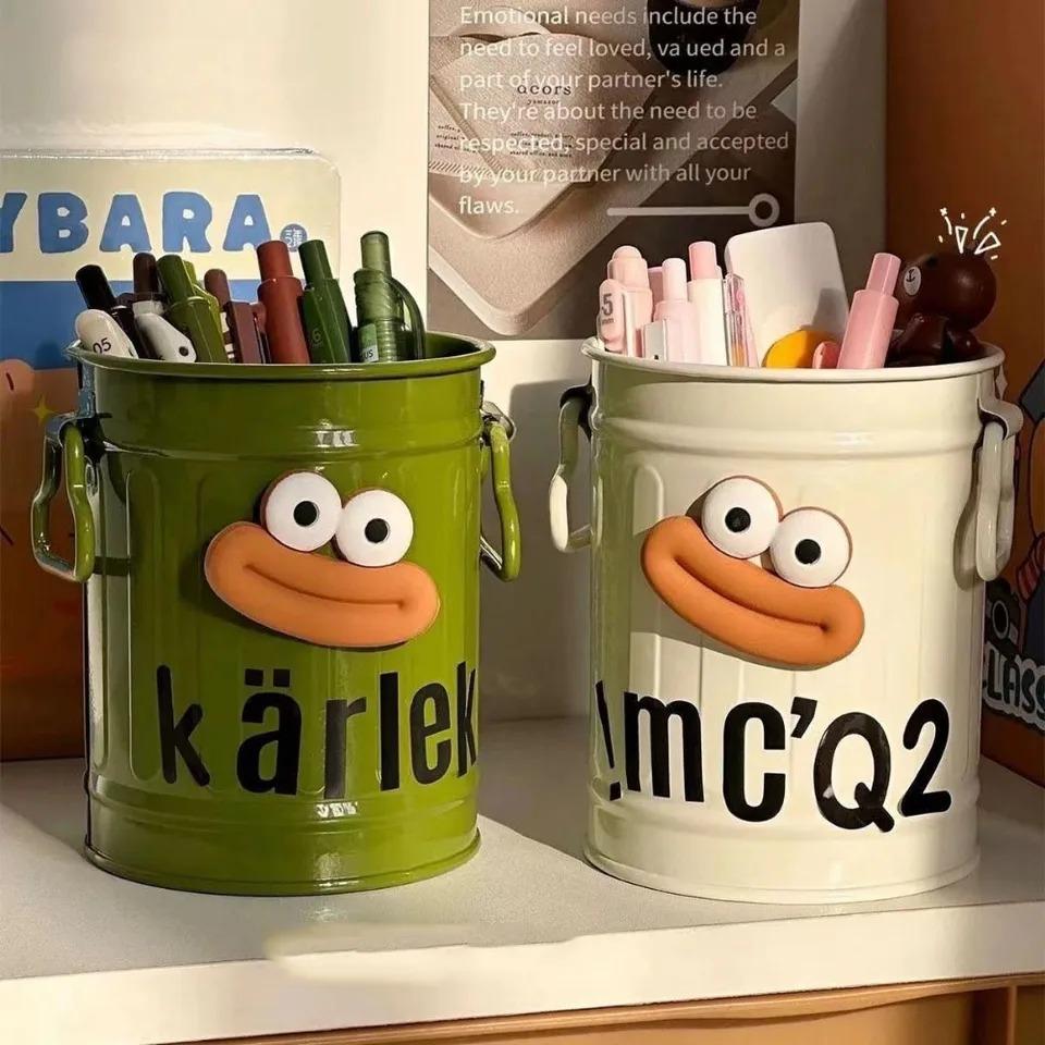 Cartoon Pen Holder Round Vertical Pencil Holder for Office Home Study Desktop Accessories Storage Organizer for Pens Erasers Crayons