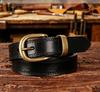 Women's Retro Leather Jeans Belt - Top Layer Cowhide, Pin Buckle, Vegetable Tanned, Casual Hong Kong Style