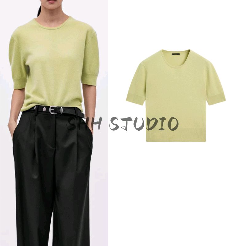 MD Autumn New Women clothes French style Simple Style Fleece Blended round Neck Half Sleeve Knit Top 5771593