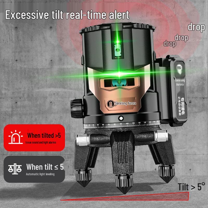 Imported High-Precision Green Infrared Laser Level—2/3/5 Lines, Strong Light, 360° Outdoor, 2024 Model