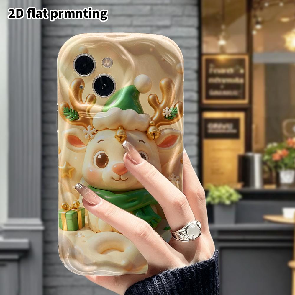 Phone Case: 2D Flat Design Suitable for iPhone 18 17 16 15 14 13 Pro Protective Case, Christmas Reindeer, Perfect Holiday Gift for Christmas and Hallo