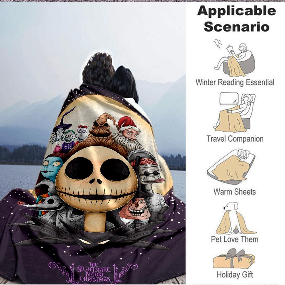 1Pc Nightmare Before Christmas Blanket Soft And Comfortable Casual Warm Camping Travel Christmas Halloween Xmas Gift M924520