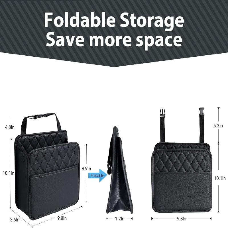 Waterproof PU Leather Universal Car Seat Back Storage Organizer Multi-Pocket Design Equipped with Tissue Cup Garbage Holders