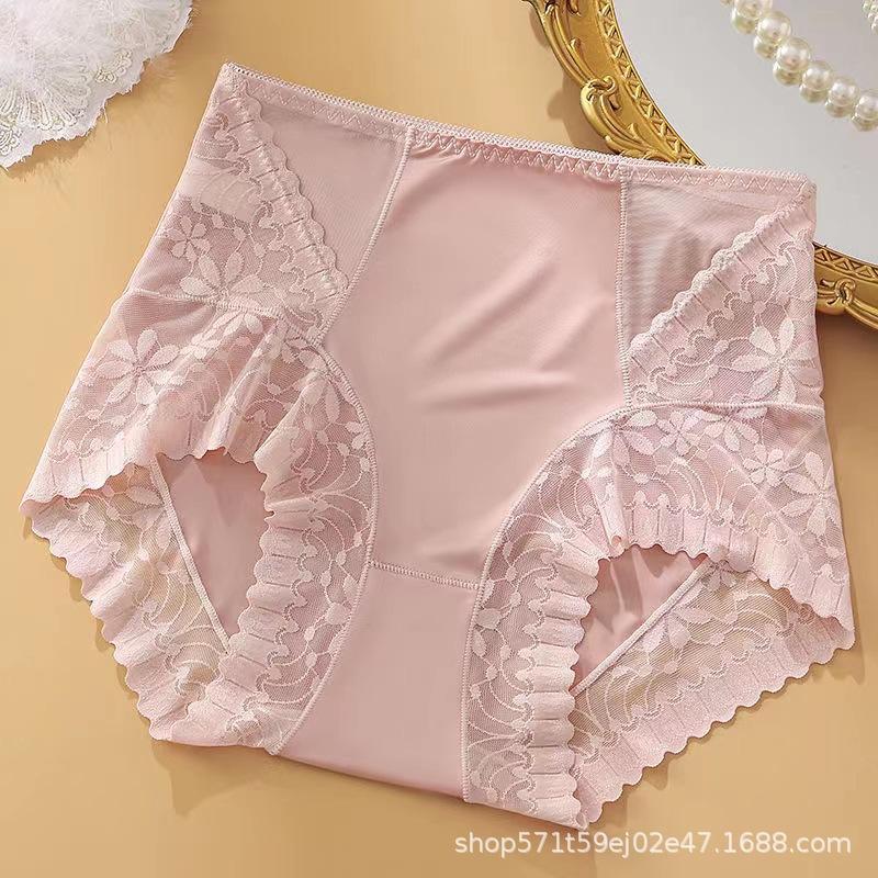 

Трусики женские без опознавательных знаков, размер живота, высокая талия, сексуальное полое кружевное нижнее белье для женщин, дышащее, поднимающее бедра, антибактериальное, хлопковое нижнее белье XL розовый