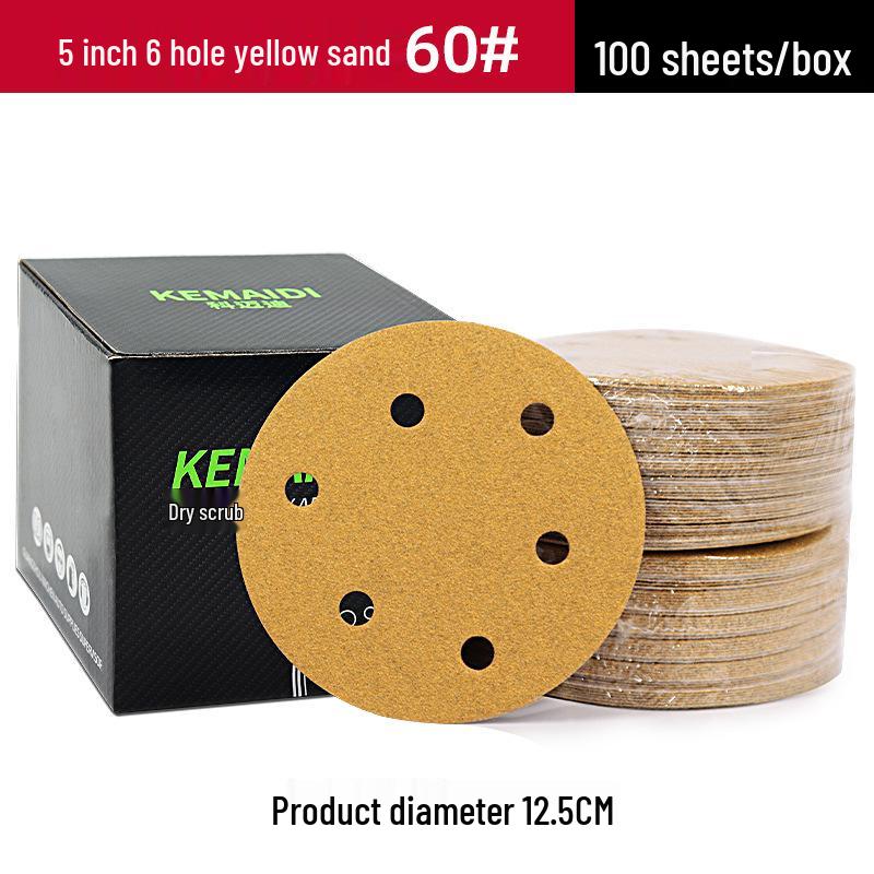 6-inch Yellow Flocking Sandpaper Disc for Polishing and Grinding (17 Pieces)